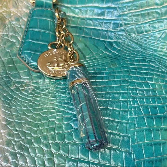 Brahmin Teal to Cream Ombre Croc-Embossed Tote with Dust bag and incert - Picture 3 of 16